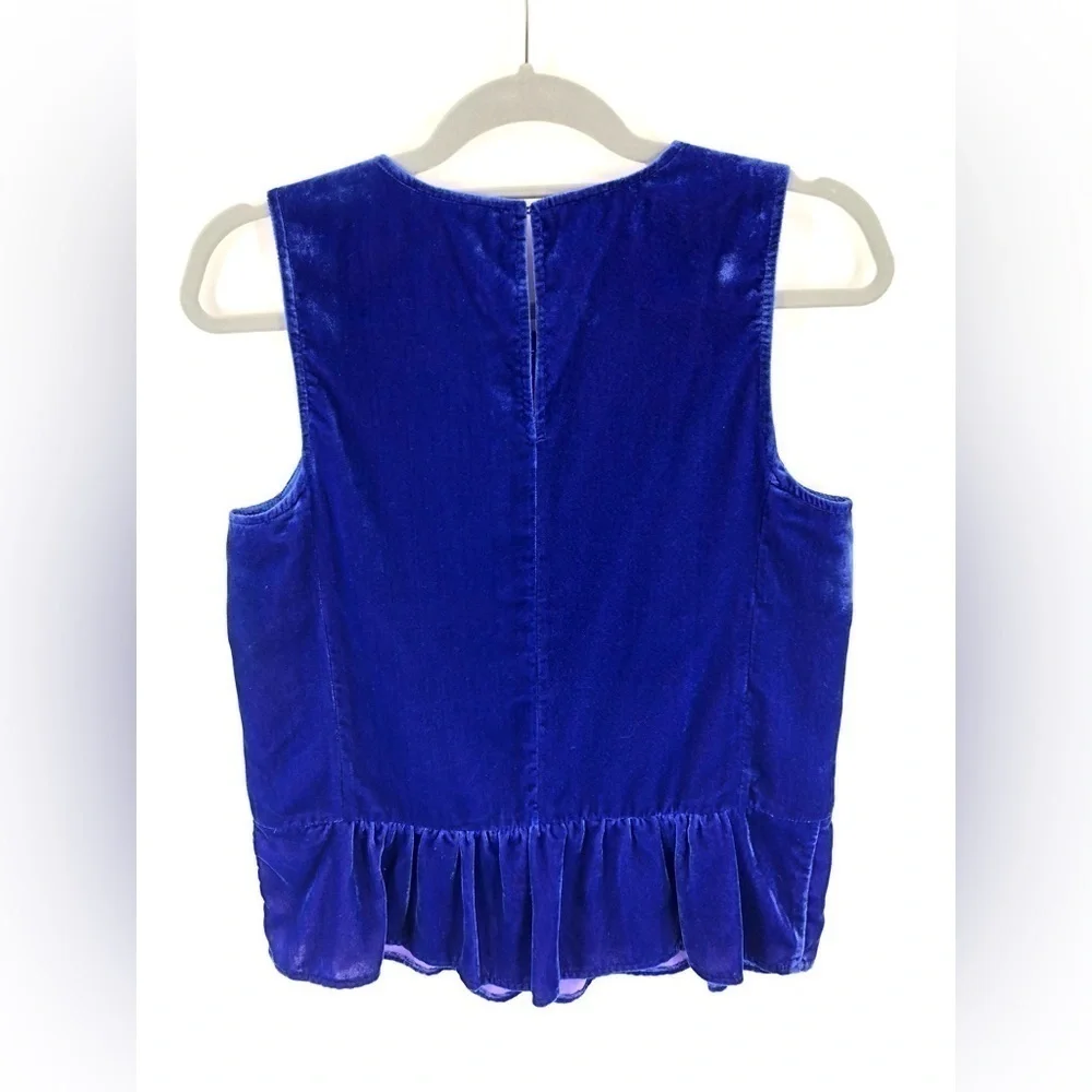 J Crew Drapey Velvet Top Womens 4 Velour Grunge Preppy Sapphire Jewel Tone NWT